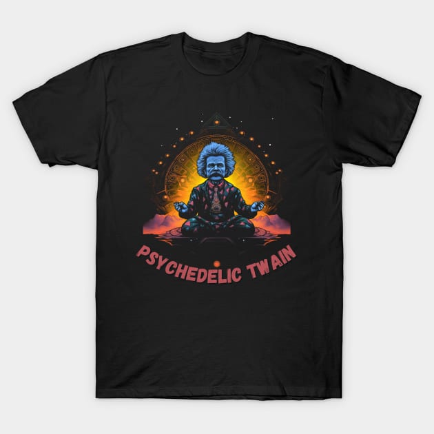 Psychedelic Mark Twain Trippy 70's Retro T-Shirt by Celebrity Zen